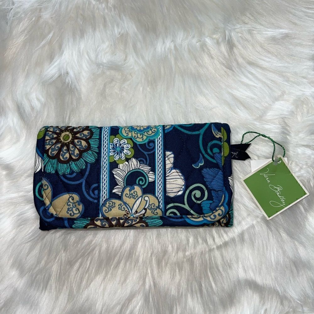 Vera Bradley Mod Floral Blue Wallet Shoulder Crossbody Strap